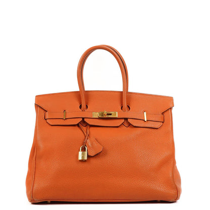 Hermes Birkin 35 orange Togo mit goldenen Beschlägen