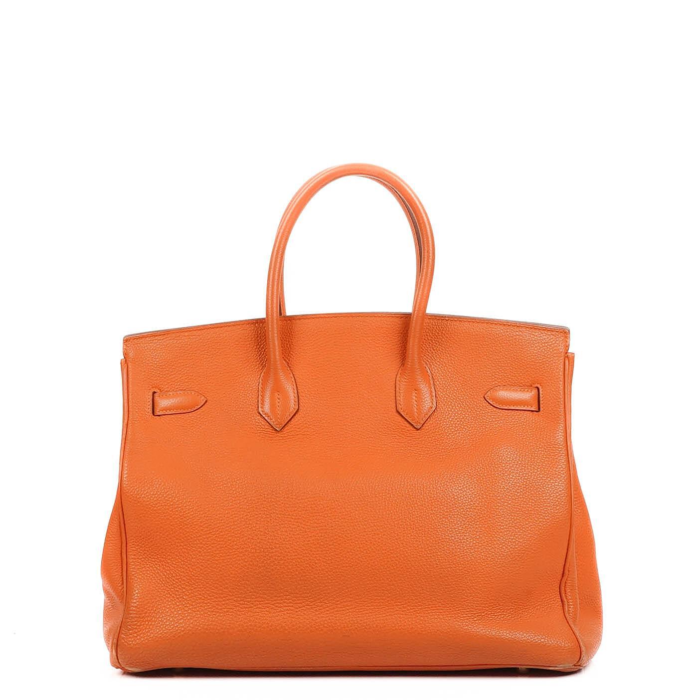 Hermes Birkin 35 orange Togo mit goldenen Beschlägen