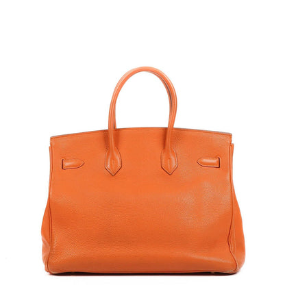 Hermes Birkin 35 orange Togo mit goldenen Beschlägen