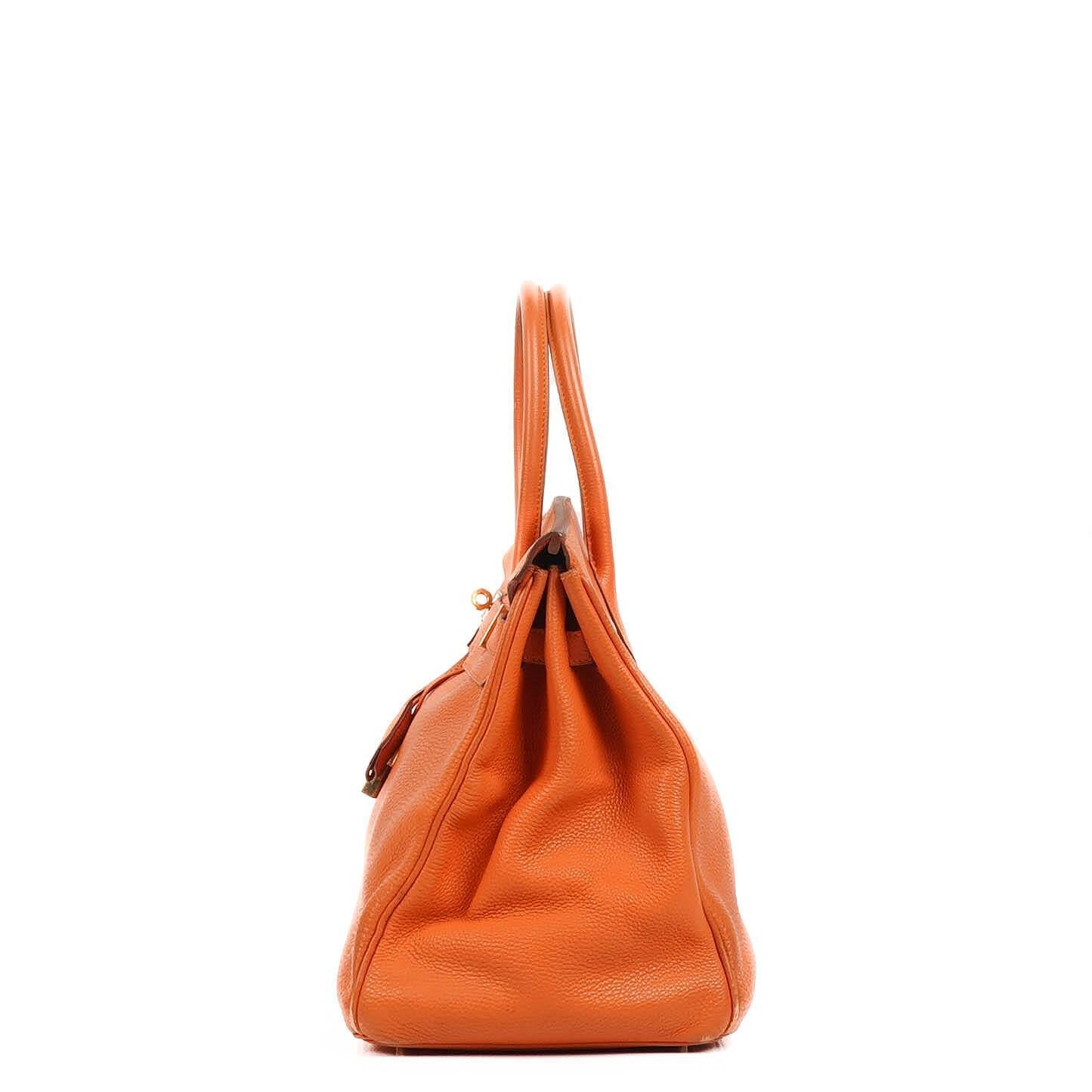 Hermes Birkin 35 orange Togo mit goldenen Beschlägen