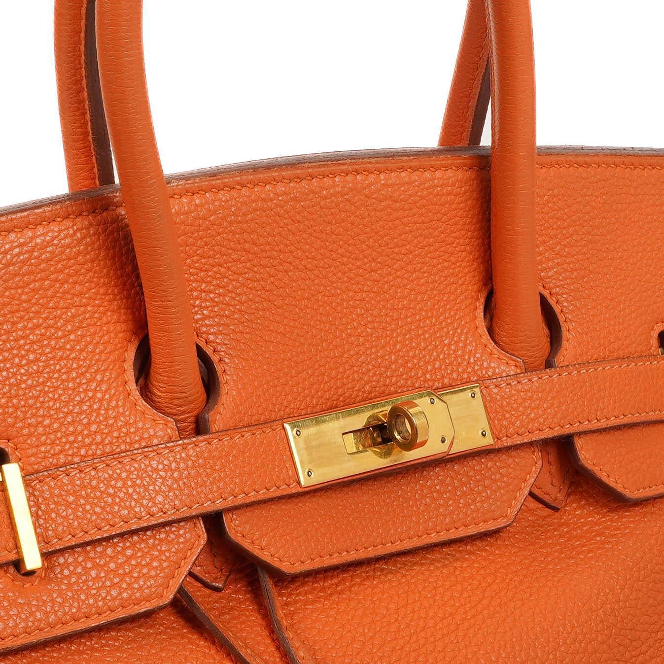 Hermes Birkin 35 orange Togo mit goldenen Beschlägen