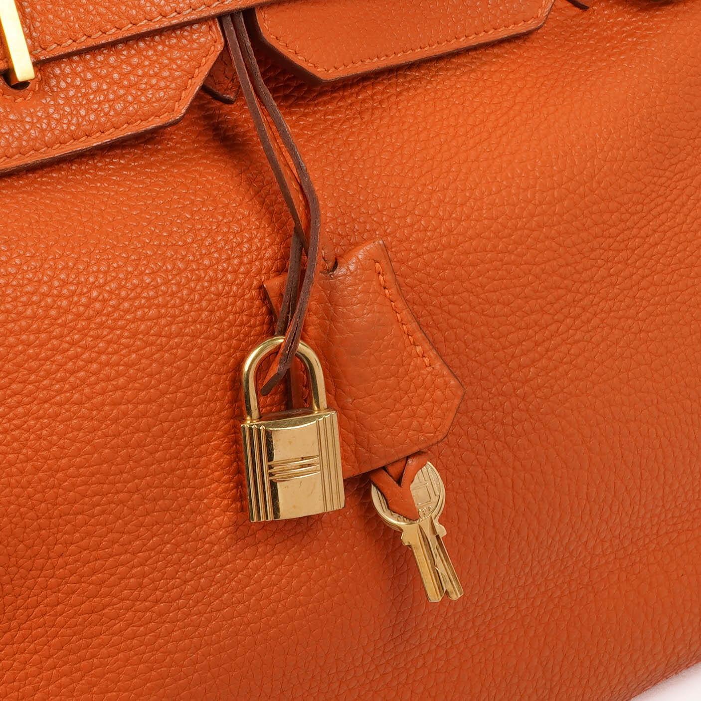 Hermes Birkin 35 orange Togo mit goldenen Beschlägen