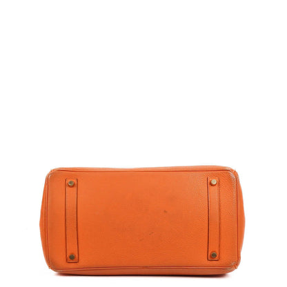 Hermes Birkin 35 orange Togo mit goldenen Beschlägen