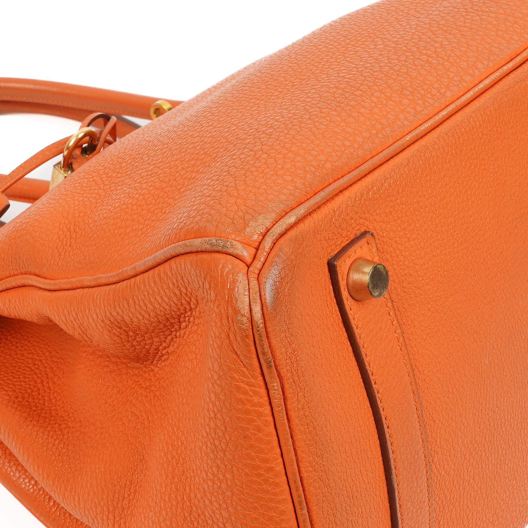 Hermes Birkin 35 orange Togo mit goldenen Beschlägen