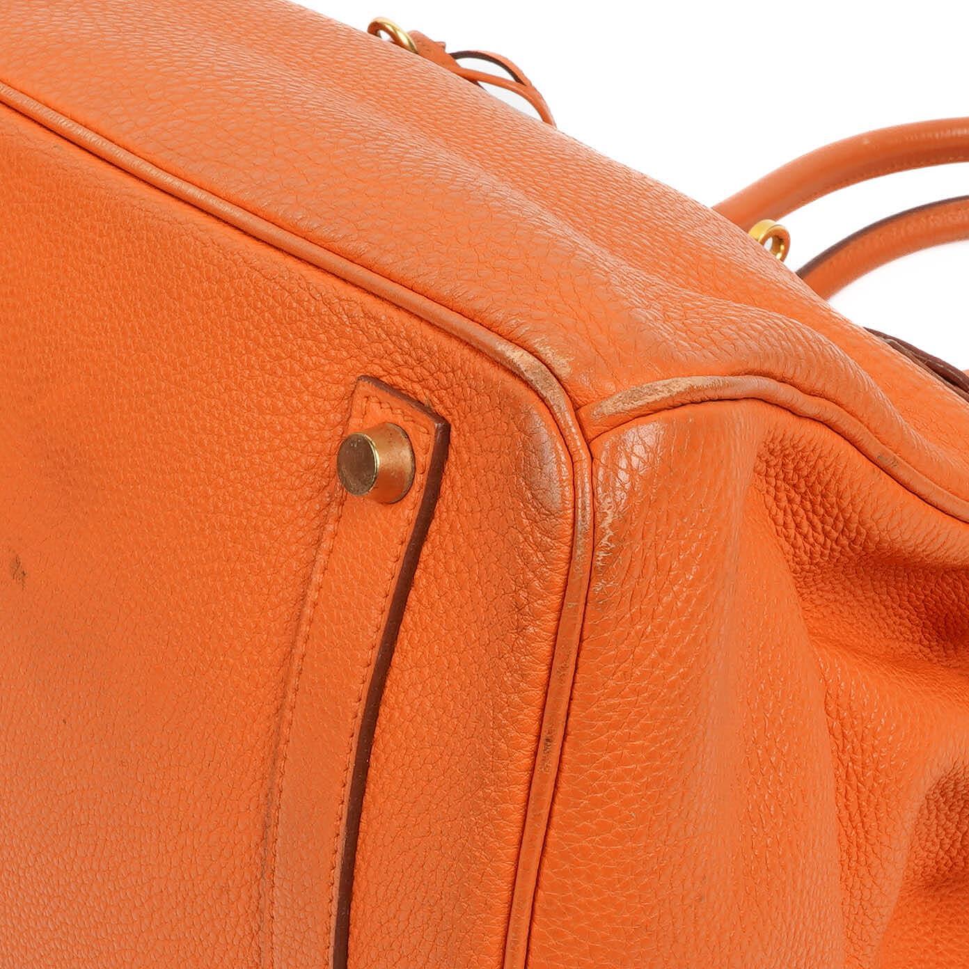 Hermes Birkin 35 orange Togo mit goldenen Beschlägen