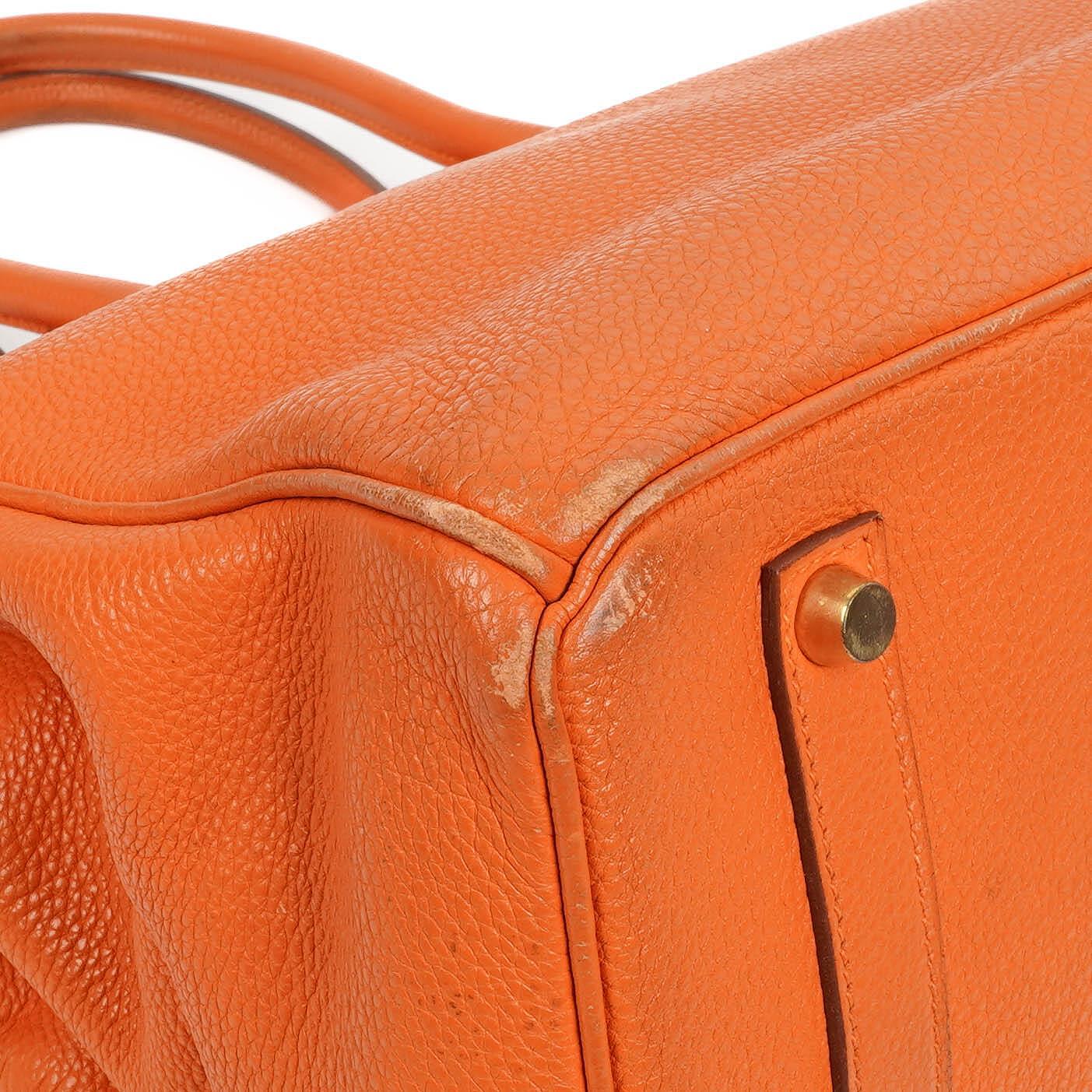 Hermes Birkin 35 orange Togo mit goldenen Beschlägen