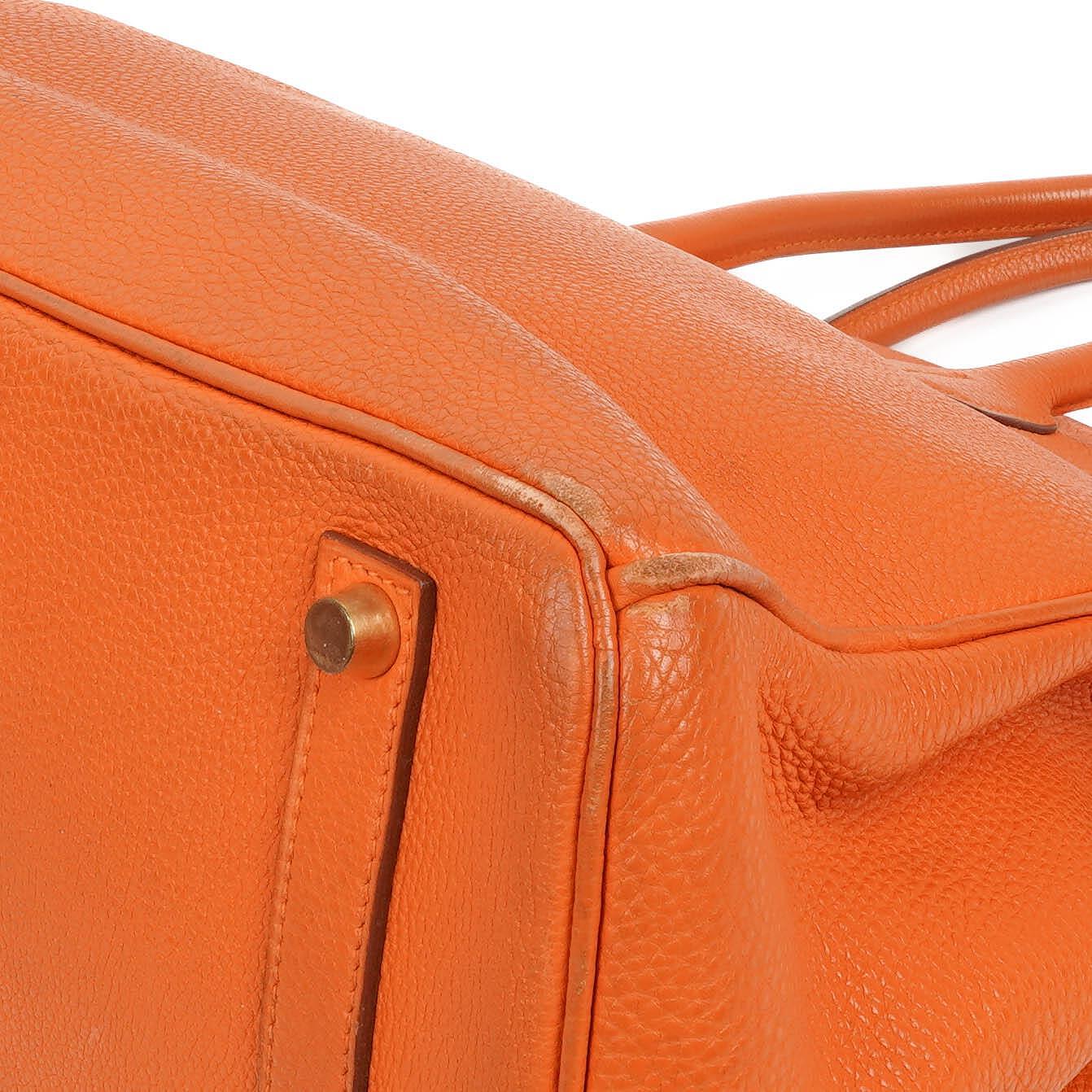 Hermes Birkin 35 orange Togo mit goldenen Beschlägen