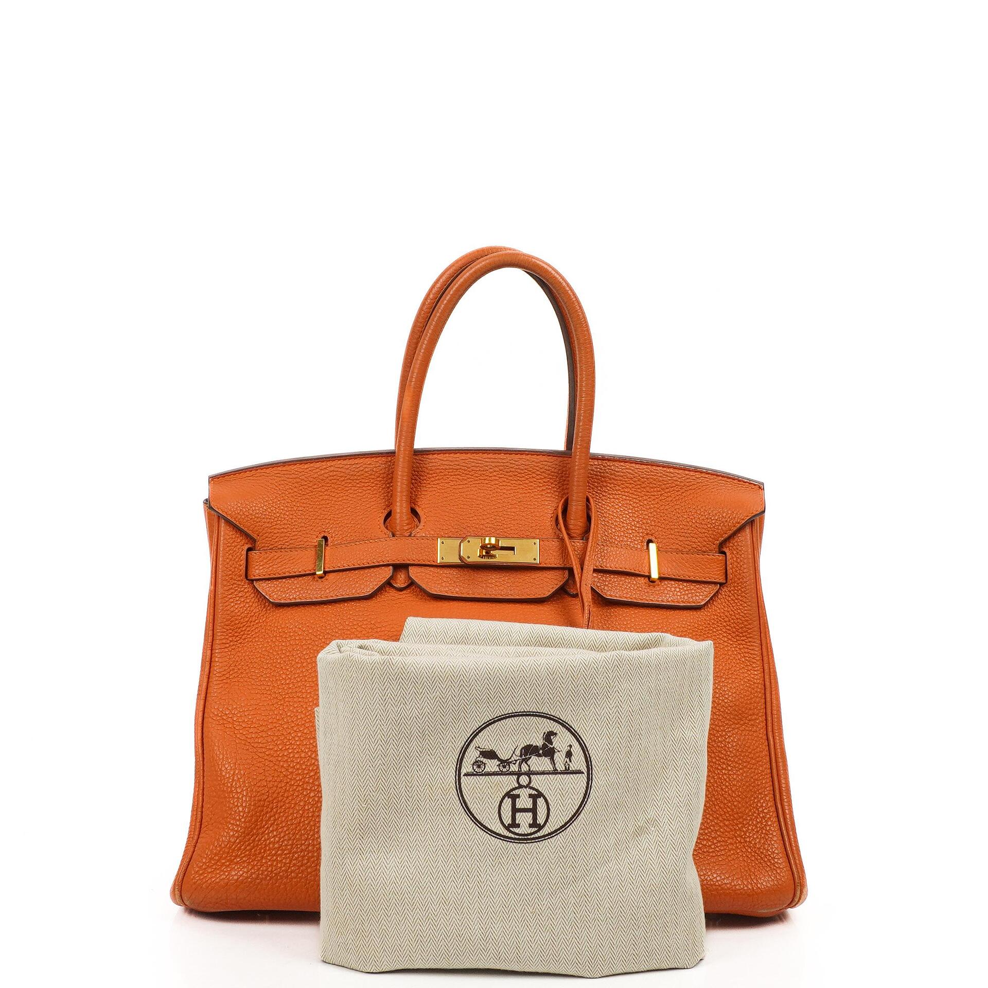 Hermes Birkin 35, Orange Togo, Gold Hardware