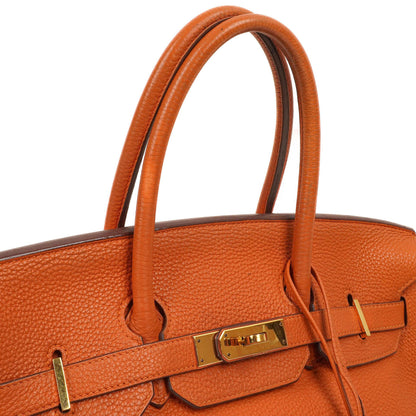Hermes Birkin 35, Orange Togo, Gold Hardware