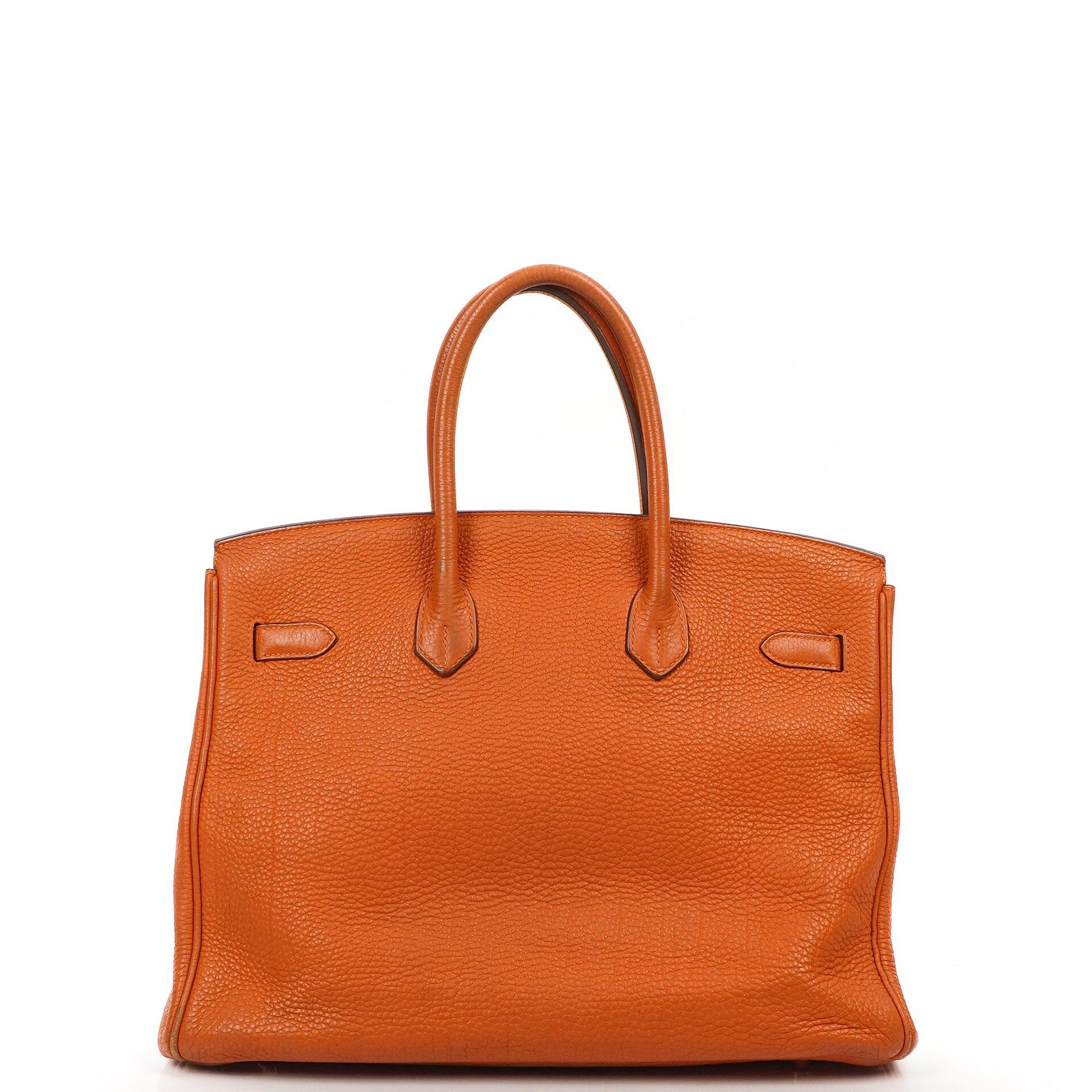 Hermes Birkin 35, Orange Togo, Gold Hardware
