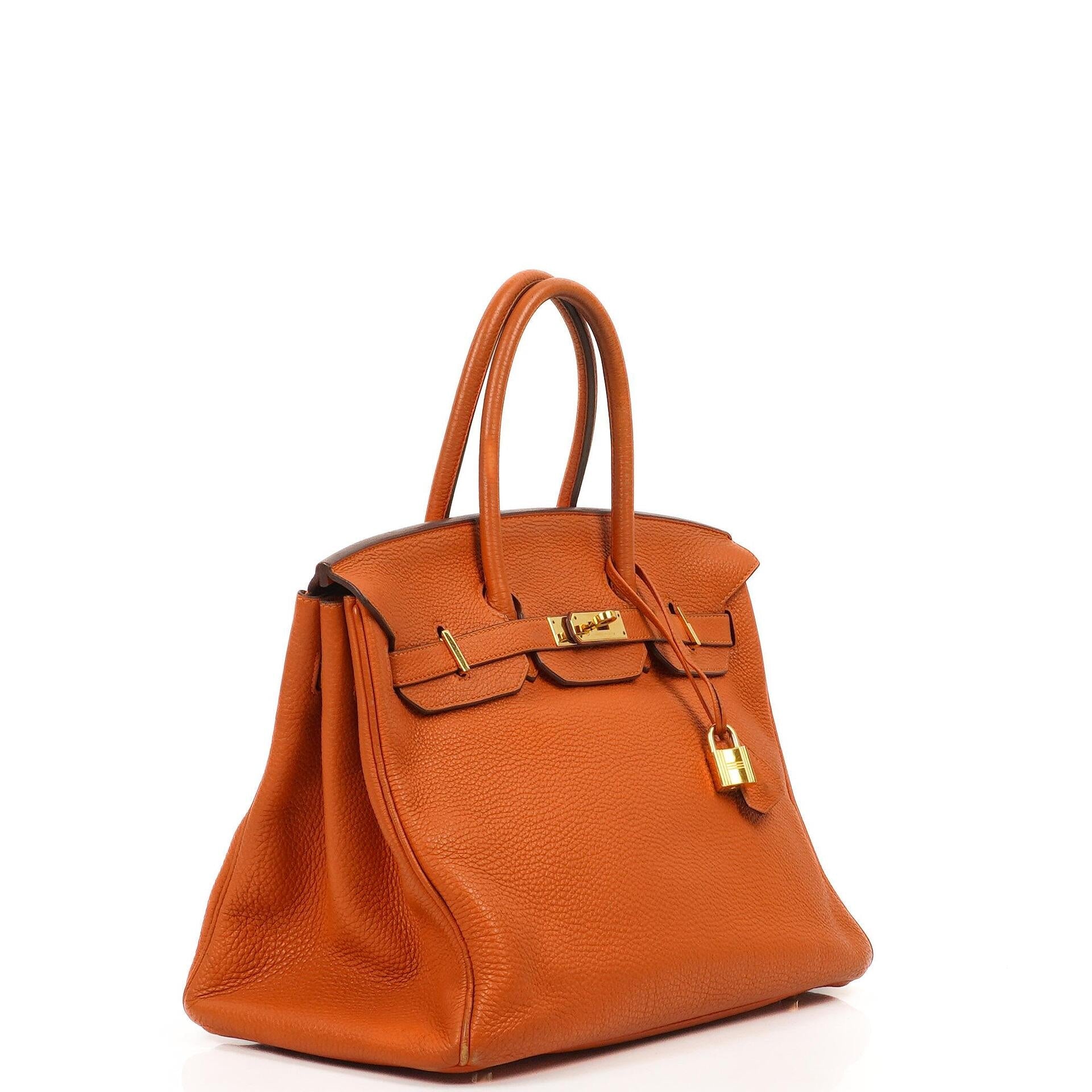 Hermes Birkin 35, Orange Togo, Gold Hardware