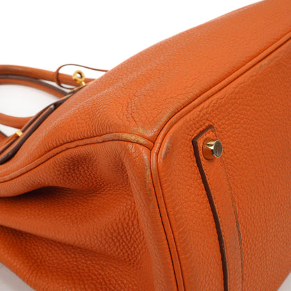 Hermes Birkin 35, Orange Togo, Gold Hardware