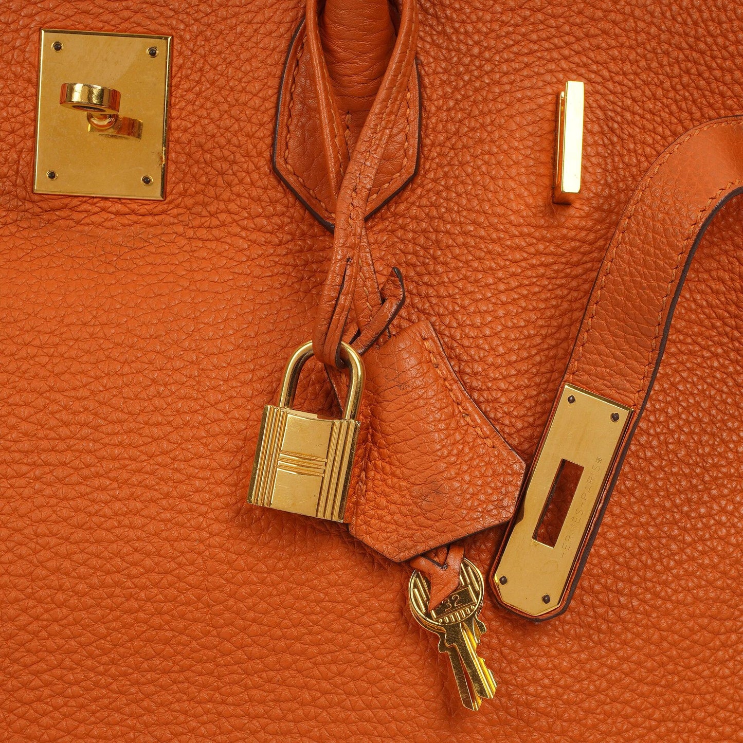 Hermes Birkin 35, Orange Togo, Gold Hardware