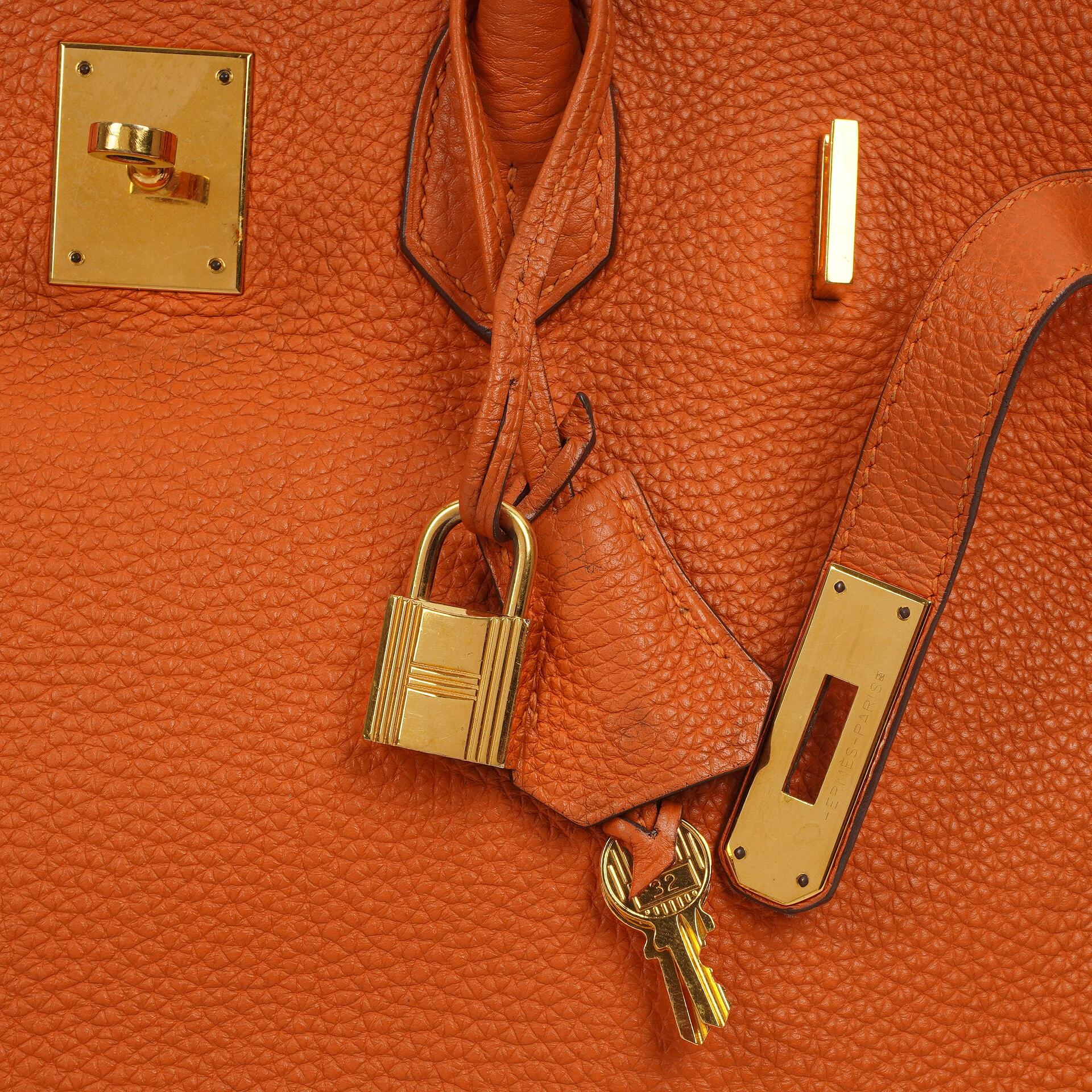 Hermes Birkin 35, Orange Togo, Gold Hardware