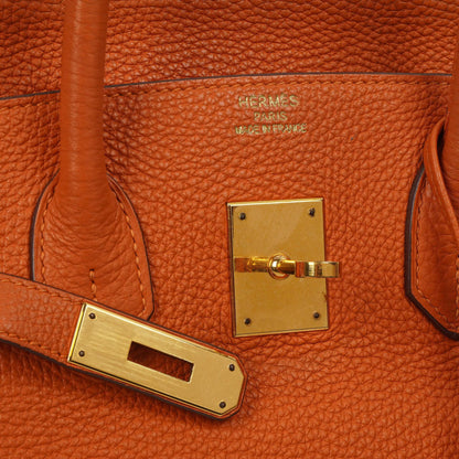 Hermes Birkin 35, Orange Togo, Gold Hardware