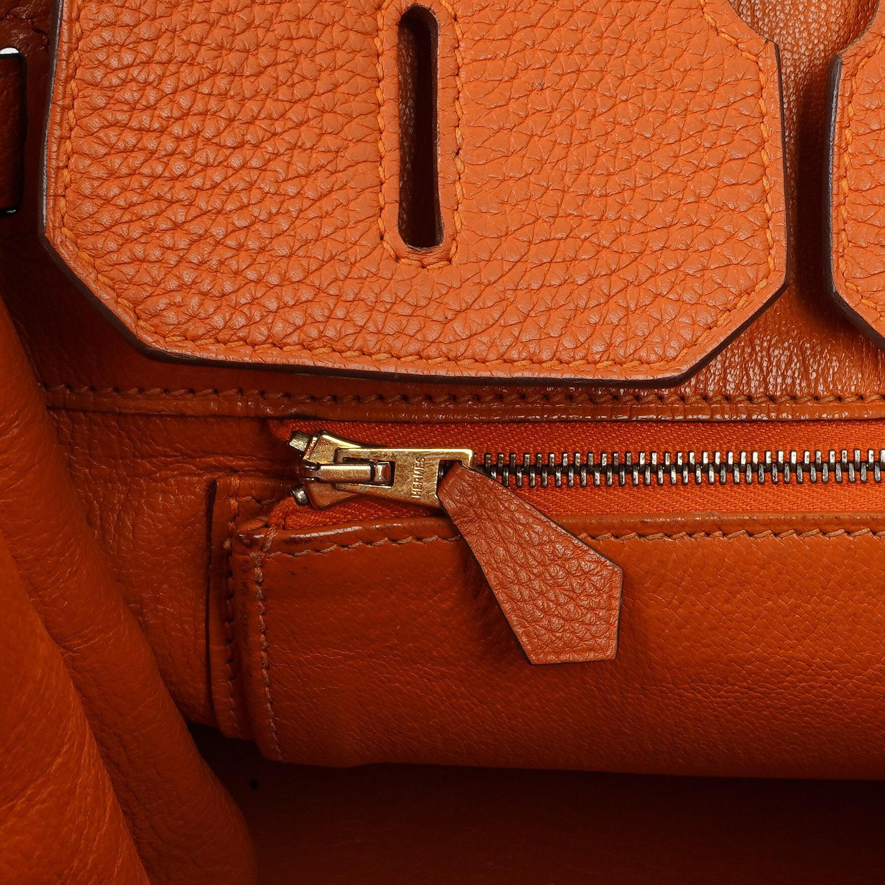 Hermes Birkin 35, Orange Togo, Gold Hardware