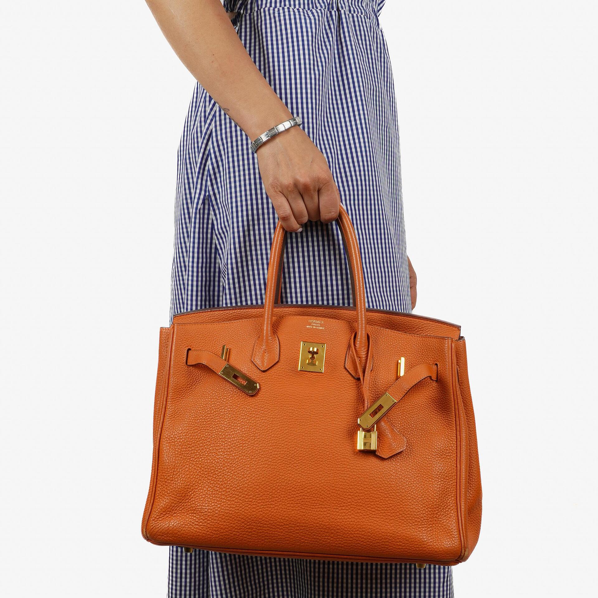 Hermes Birkin 35, Orange Togo, Gold Hardware