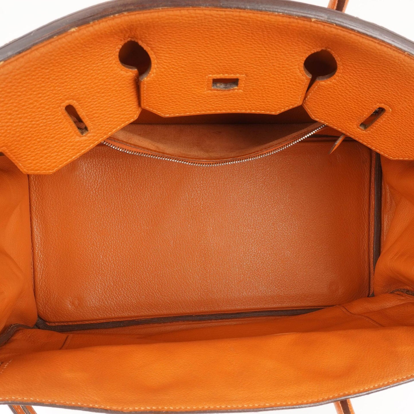 Hermes Birkin 35 orange Togo mit Palladium-Beschlägen