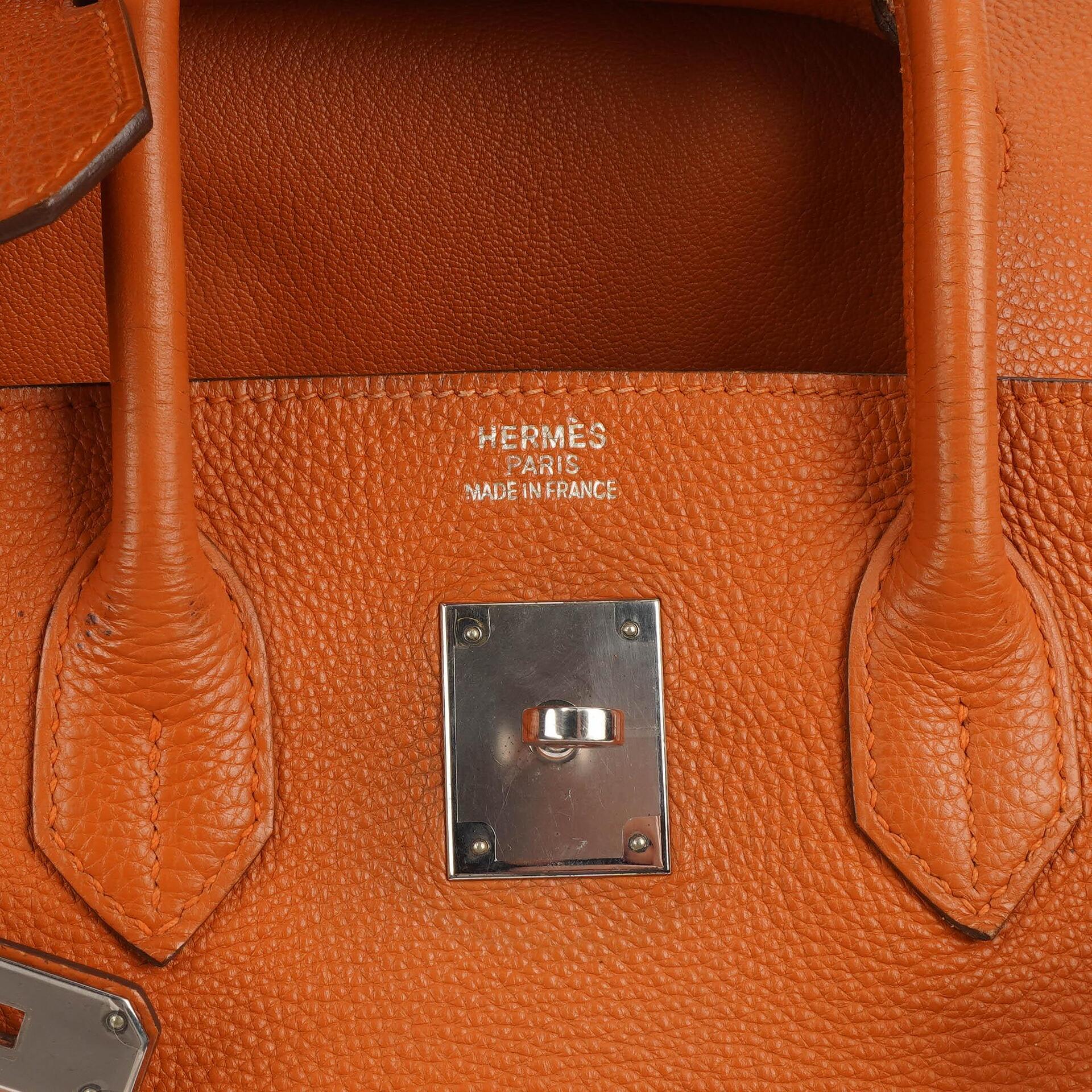 Hermes Birkin 35 orange Togo mit Palladium-Beschlägen