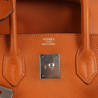 Hermes Birkin 35 orange Togo mit Palladium-Beschlägen