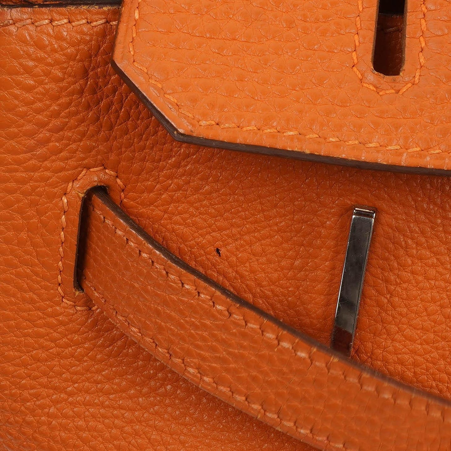 Hermes Birkin 35 orange Togo mit Palladium-Beschlägen