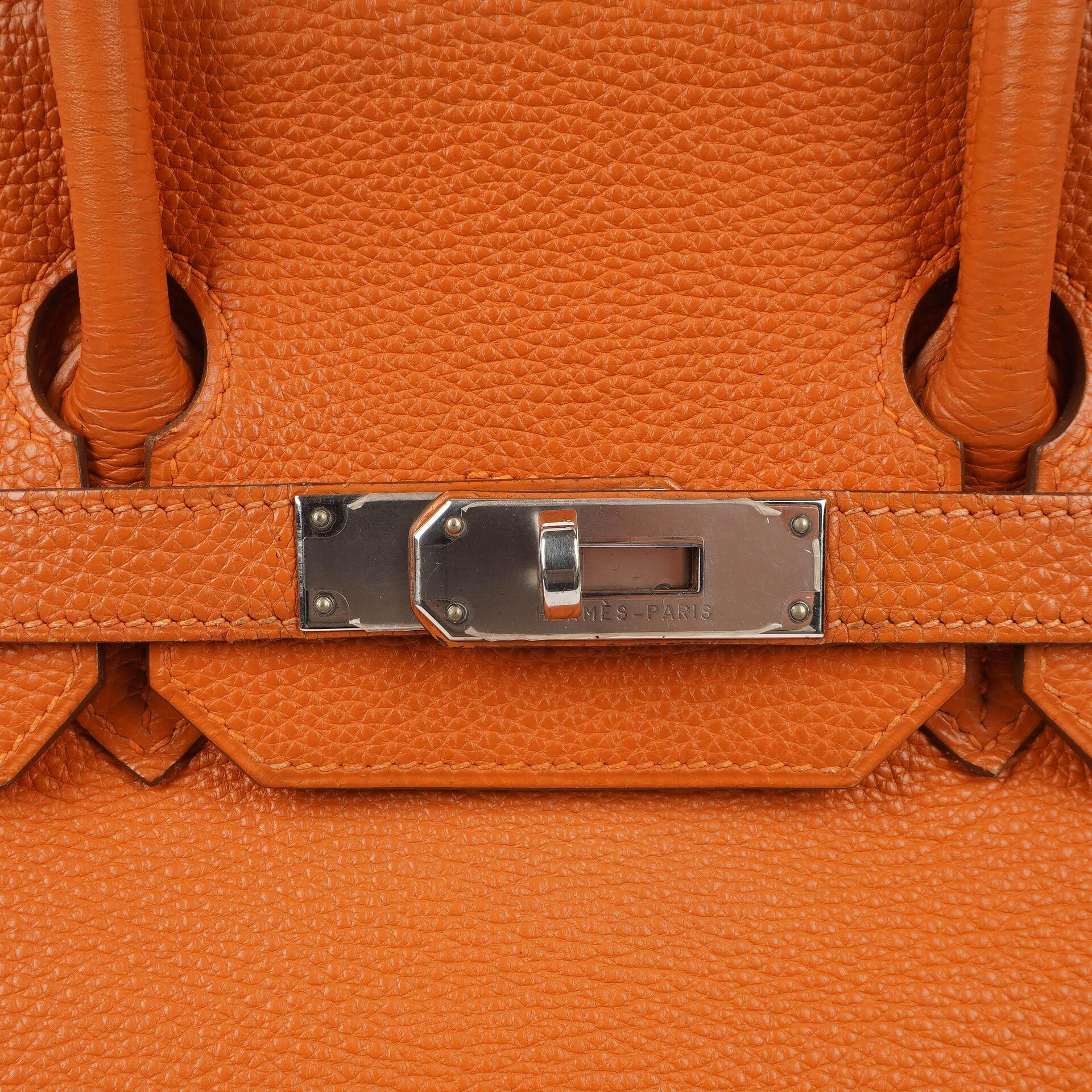 Hermes Birkin 35 orange Togo mit Palladium-Beschlägen