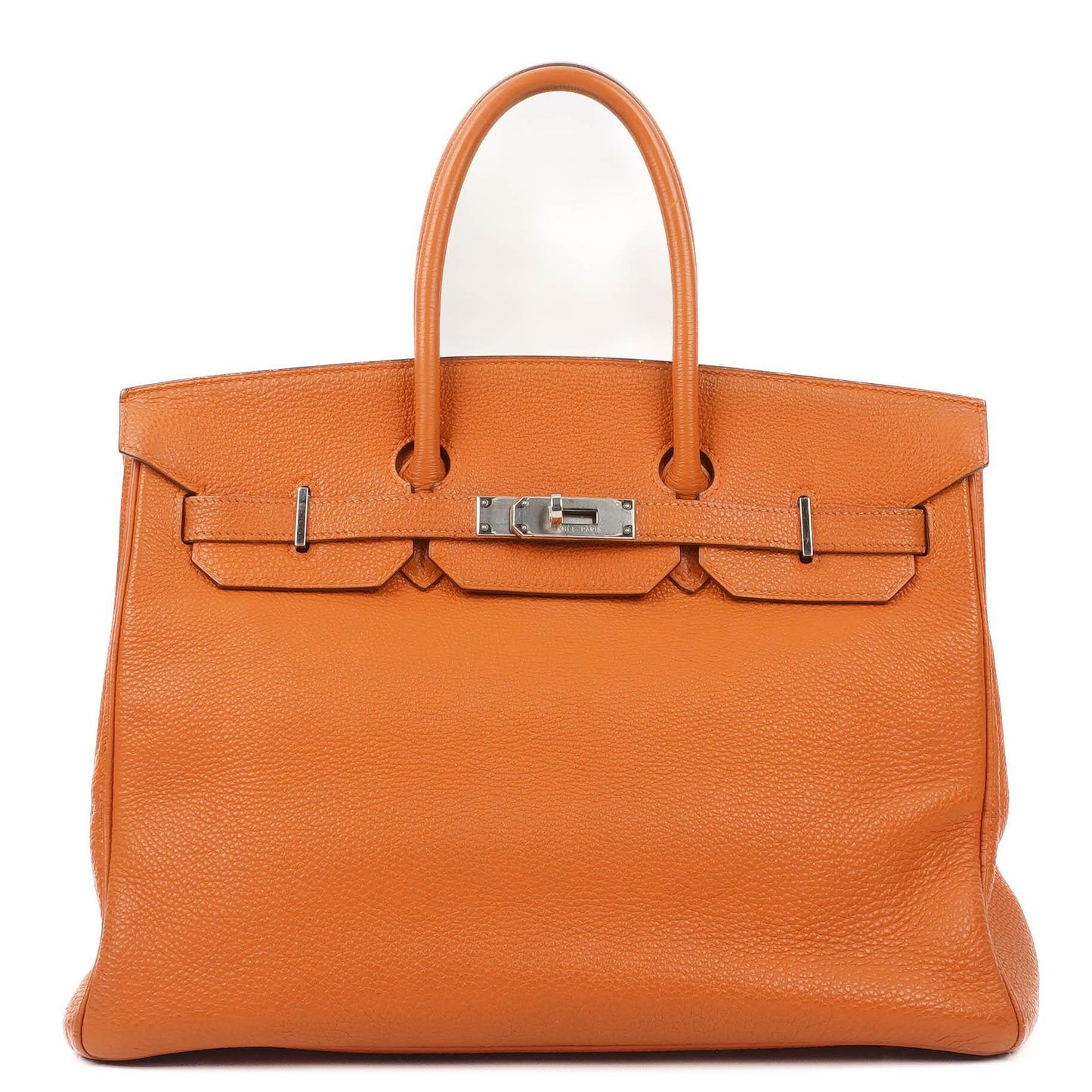 Hermes Birkin 35 orange Togo mit Palladium-Beschlägen