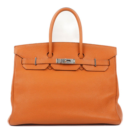 Hermes Birkin 35 orange Togo mit Palladium-Beschlägen