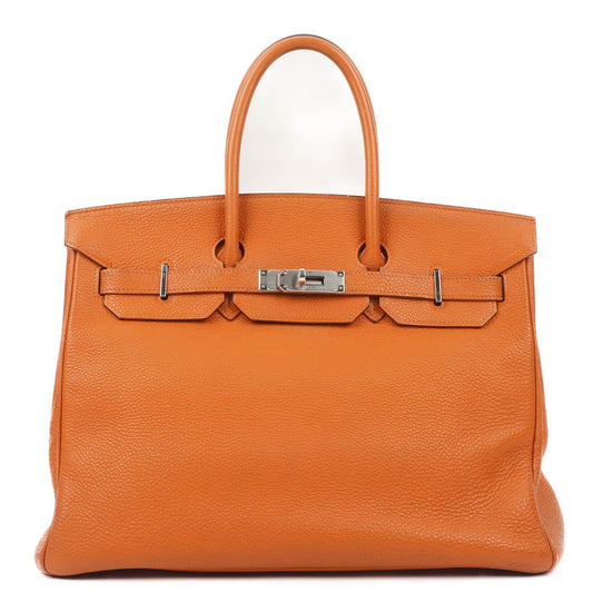 Hermes Birkin 35 orange Togo mit Palladium-Beschlägen