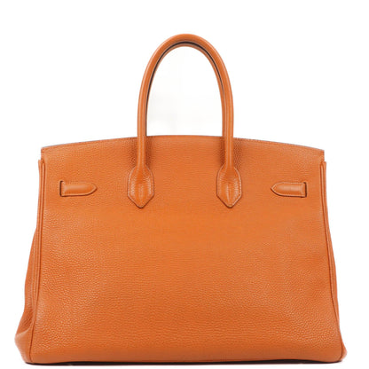 Hermes Birkin 35 orange Togo mit Palladium-Beschlägen