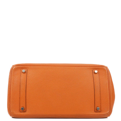 Hermes Birkin 35 orange Togo mit Palladium-Beschlägen