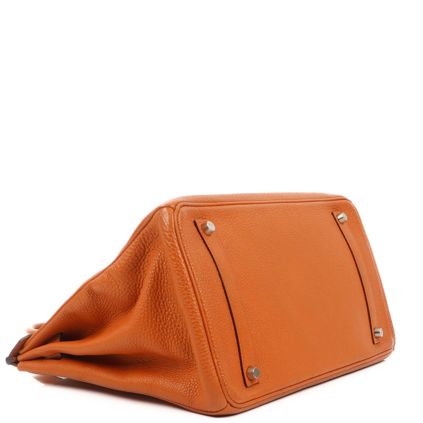 Hermes Birkin 35 orange Togo mit Palladium-Beschlägen