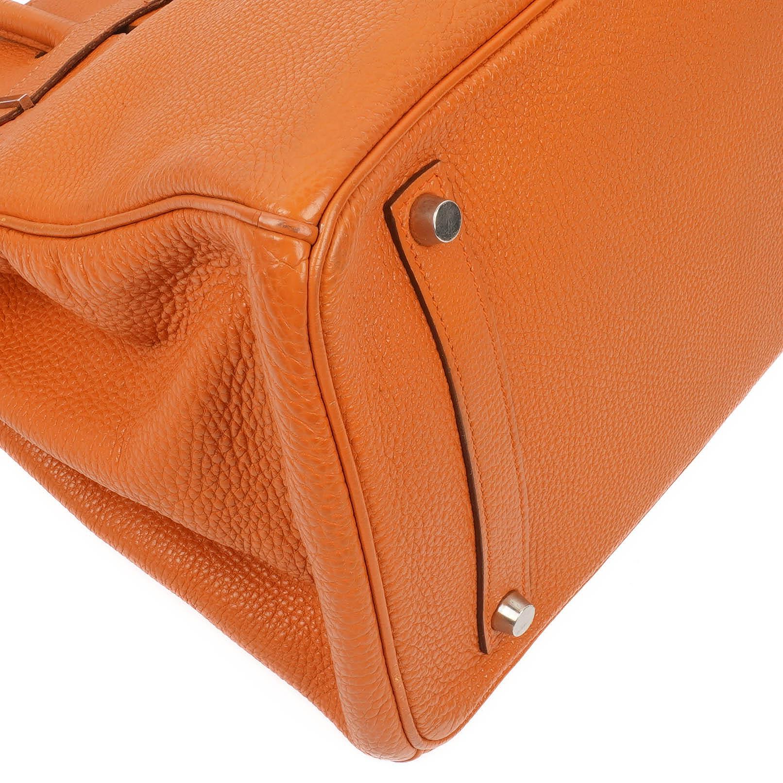 Hermes Birkin 35 orange Togo mit Palladium-Beschlägen