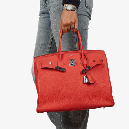 Hermès Birkin 35 aus Taurillon Clemence in Rose Jaipur mit Palladium-Hardware