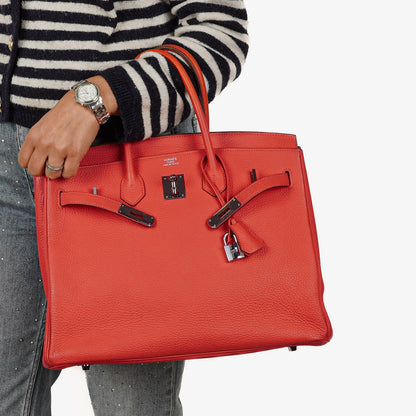 Hermès Birkin 35 aus Taurillon Clemence in Rose Jaipur mit Palladium-Hardware