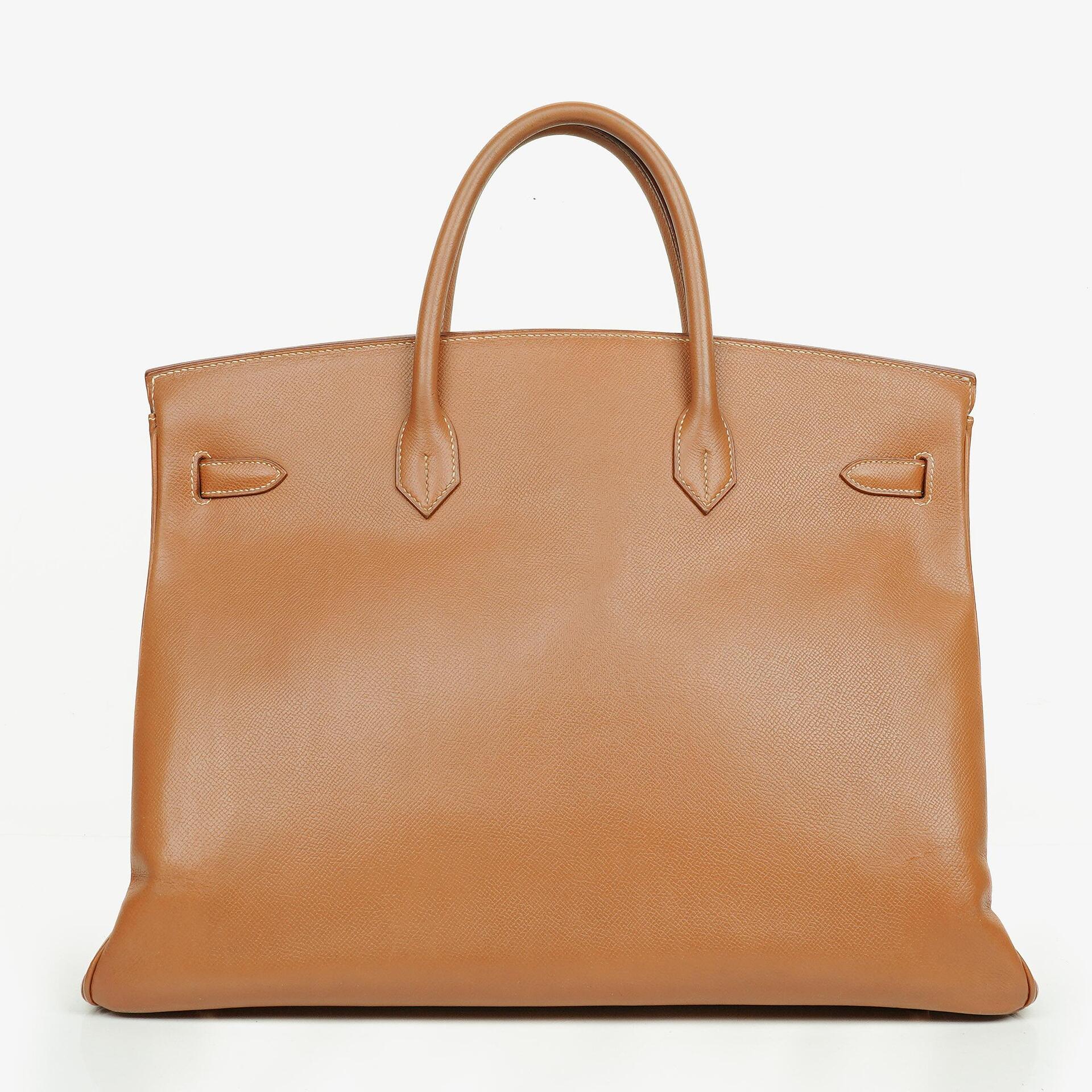 Hermes Birkin 40 Retourne Tasche aus goldfarbenem Courchevel-Leder mit Goldbeschlägen