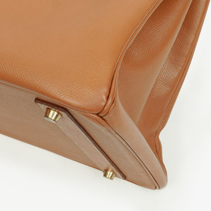 Hermes Birkin 40 Retourne Tasche aus goldfarbenem Courchevel-Leder mit Goldbeschlägen
