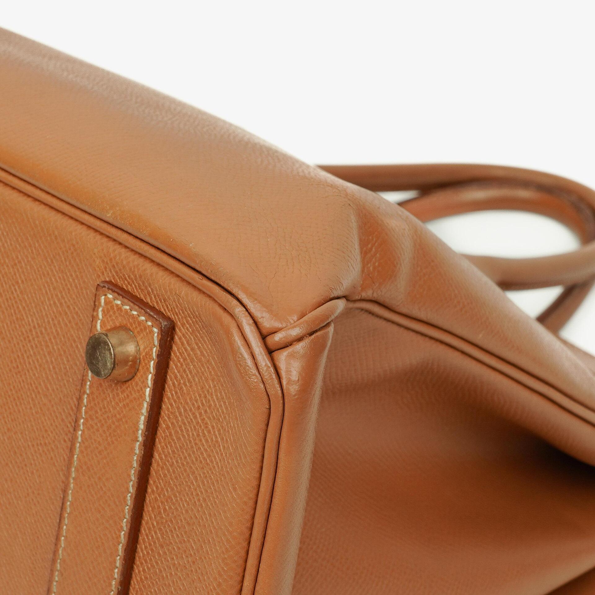 Hermes Birkin 40 Retourne Tasche aus goldfarbenem Courchevel-Leder mit Goldbeschlägen