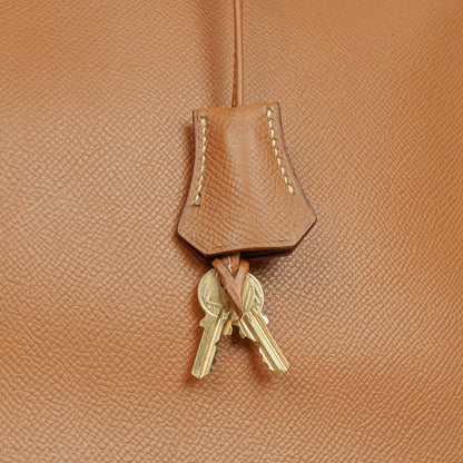 Hermes Birkin 40 Retourne Tasche aus goldfarbenem Courchevel-Leder mit Goldbeschlägen