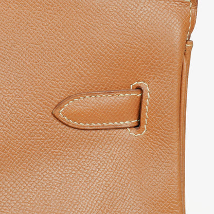 Hermes Birkin 40 Retourne Tasche aus goldfarbenem Courchevel-Leder mit Goldbeschlägen