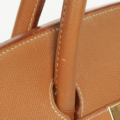 Hermes Birkin 40 Retourne Tasche aus goldfarbenem Courchevel-Leder mit Goldbeschlägen