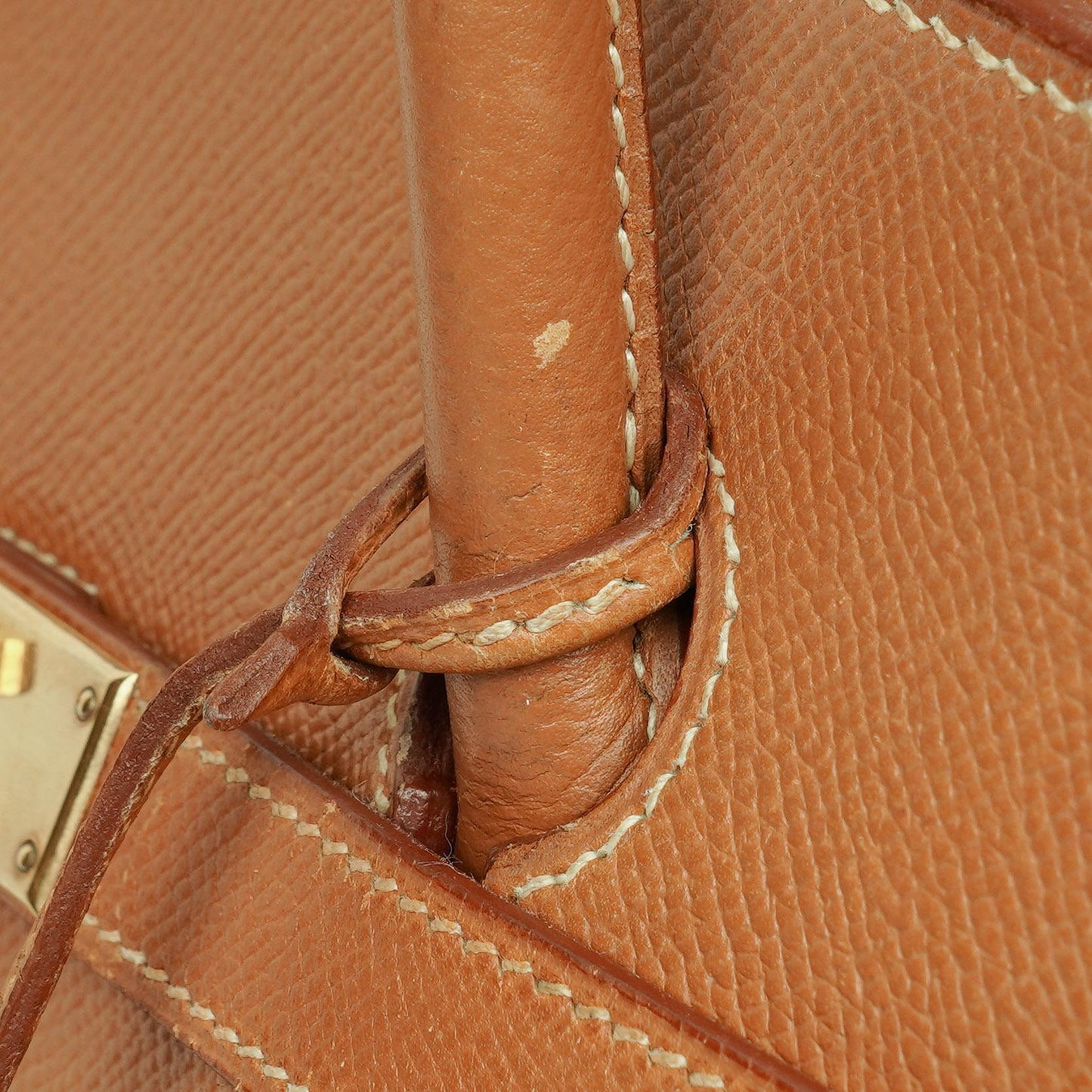 Hermes Birkin 40 Retourne Tasche aus goldfarbenem Courchevel-Leder mit Goldbeschlägen