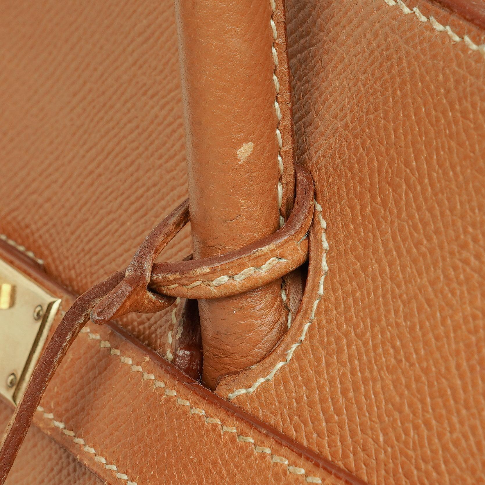Hermes Birkin 40 Retourne Tasche aus goldfarbenem Courchevel-Leder mit Goldbeschlägen