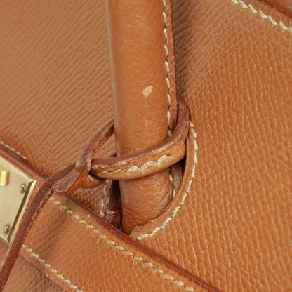 Hermes Birkin 40 Retourne Tasche aus goldfarbenem Courchevel-Leder mit Goldbeschlägen