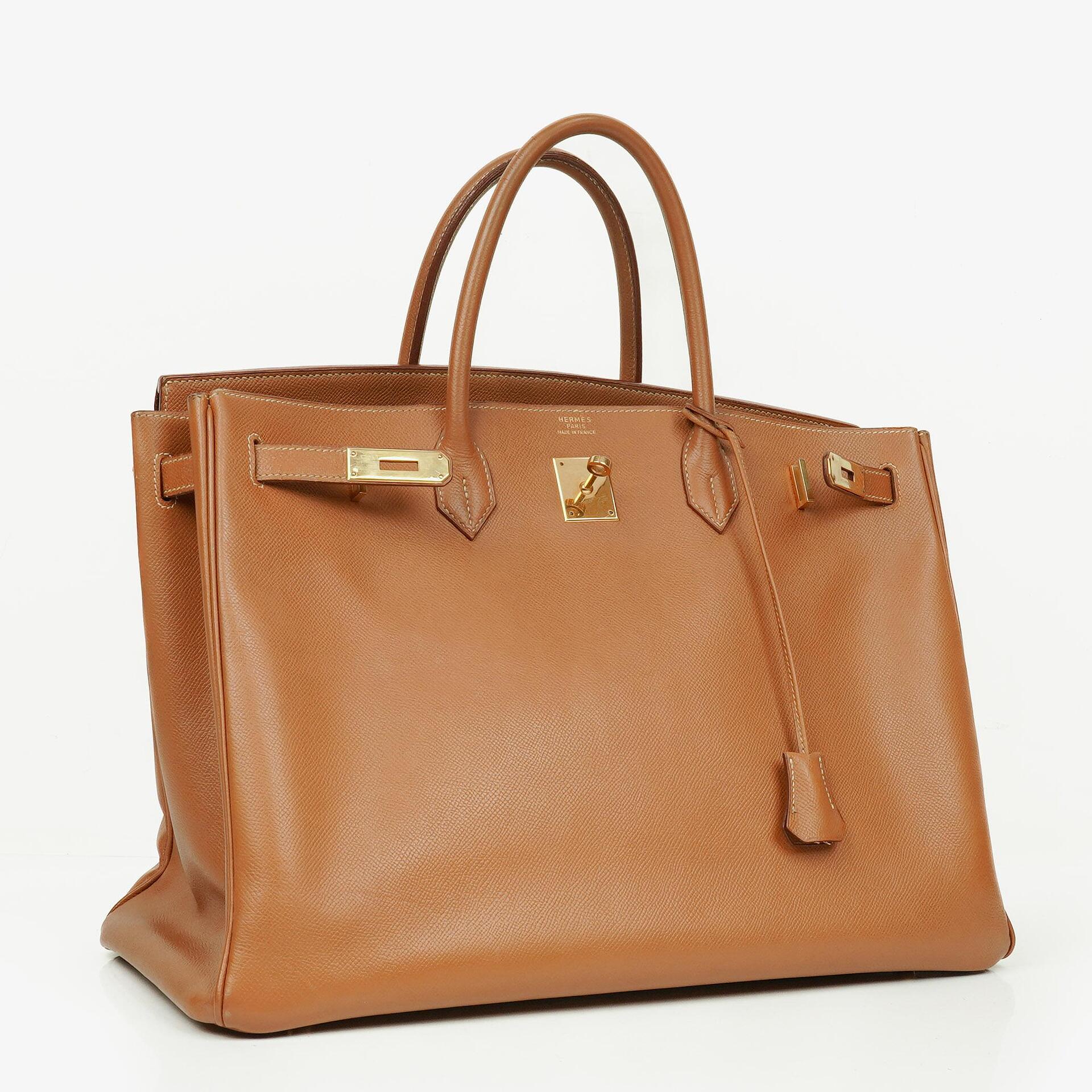 Hermes Birkin 40 Retourne Tasche aus goldfarbenem Courchevel-Leder mit Goldbeschlägen