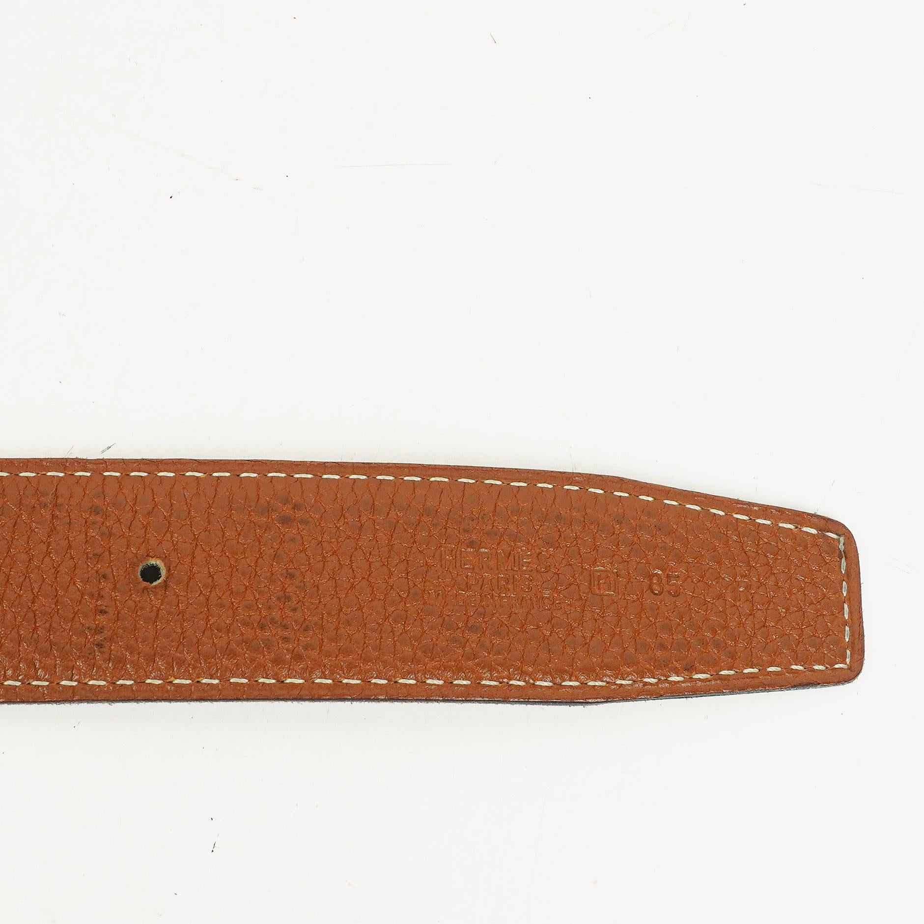 Hermès H Wendegürtel 85 aus Box- und Togo-Leder in Schwarz/Gold, 30 mm