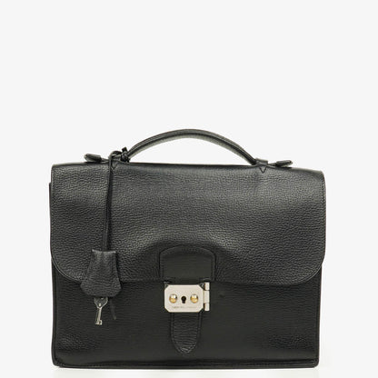 Hermès Sac à Dépêches 27 Tasche aus schwarzem Nero Clemence Leder