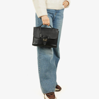 Hermès Sac à Dépêches 27 Tasche aus schwarzem Nero Clemence Leder