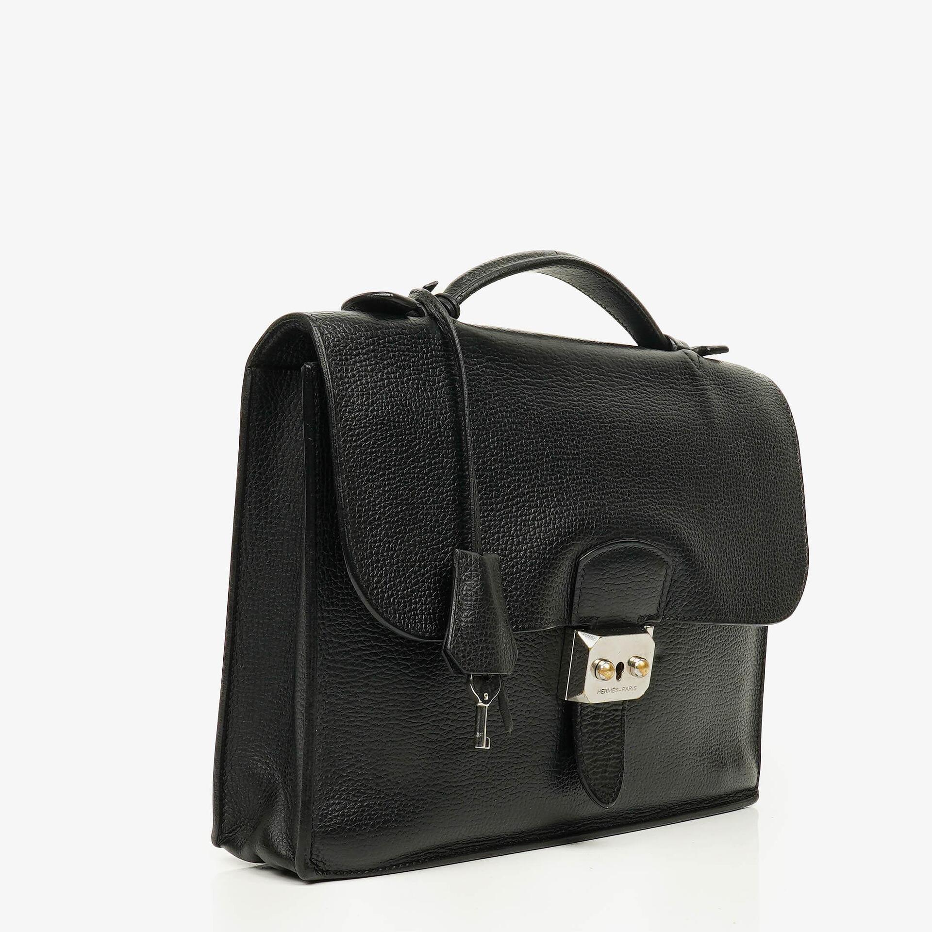 Hermès Sac à Dépêches 27 Tasche aus schwarzem Nero Clemence Leder