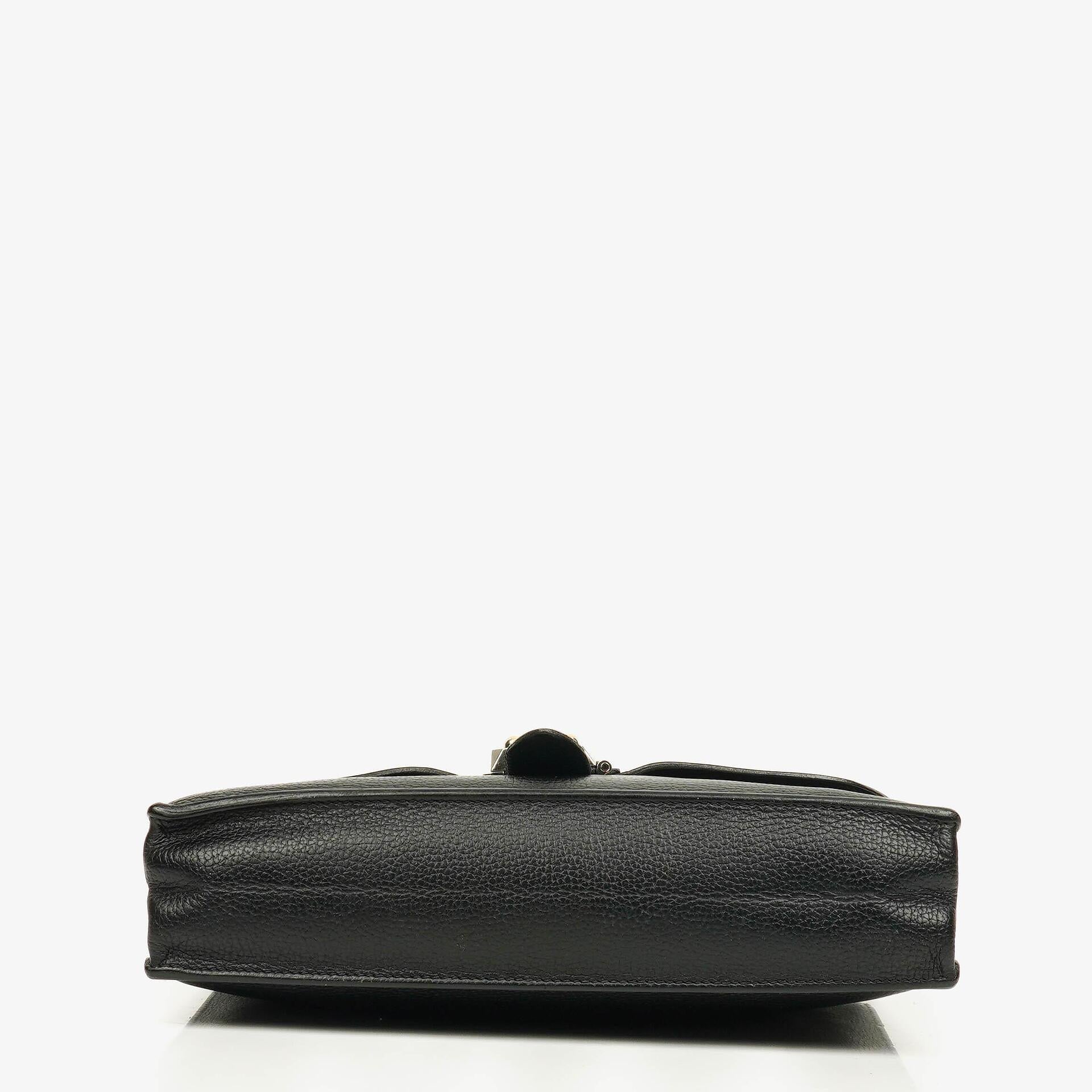 Hermès Sac à Dépêches 27 Tasche aus schwarzem Nero Clemence Leder